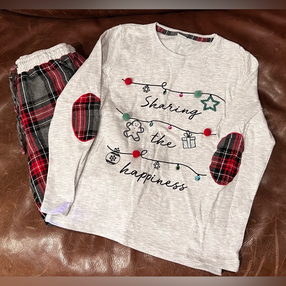 🇮🇹 Yamamay Kids Pajama Set - Gray and Red Plaid Sz 8Y